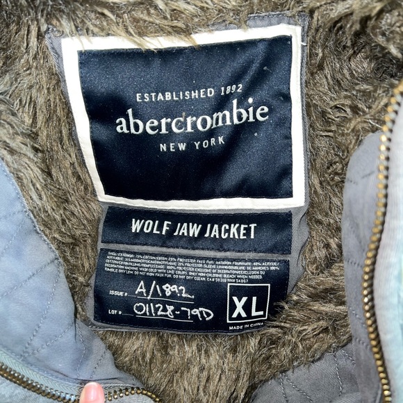 Abercrombie fur lined heavy hooded jacket coat vintage logo - Picture 3 of 5